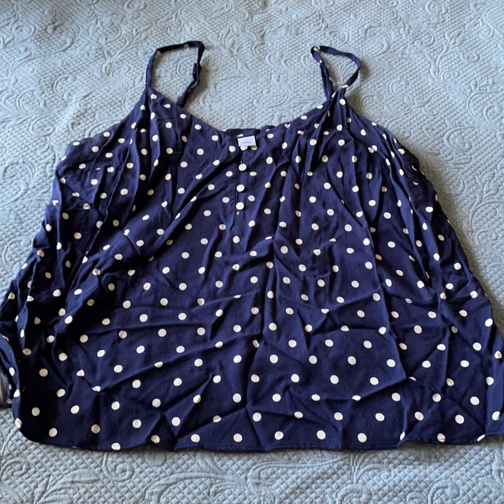 Old Navy blue and white polka dot tank top
